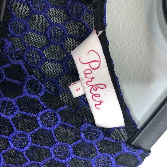 Parker Emilia Blue Ruffle Lace Mini Dress Small - Picture 7 of 10